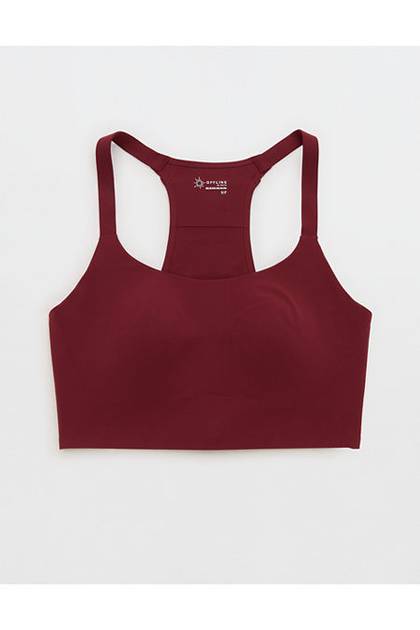 OFFLINE by Aerie Real Me XTRA Hold Up! Pocket Sports Bra Deep Ruby