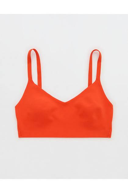 OFFLINE By Aerie Real Me XTRA On-The-Go Double V Sports Bra Orange Flare