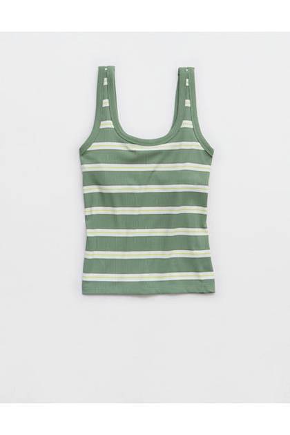 OFFLINE By Aerie Thumbs Up Square Neck Tank Top Hiker Olive
