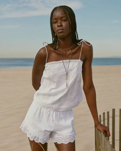 Lace-Trim Tie-Strap Cami