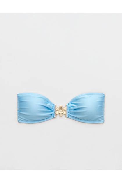 Aerie Floral Clasp Bandeau Bikini Top Divine Blue