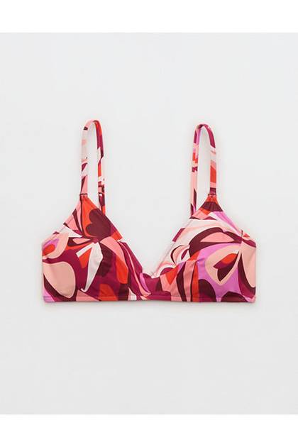 Aerie Skinny Strap Voop Bikini Top Orange Flare