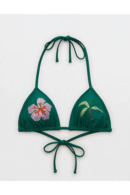 Aerie String Triangle Bikini Top Deep Forest
