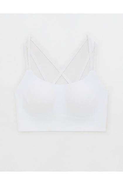 OFFLINE By Aerie Real Me XTRA Hold Up! Strappy Sports Bra Air White
