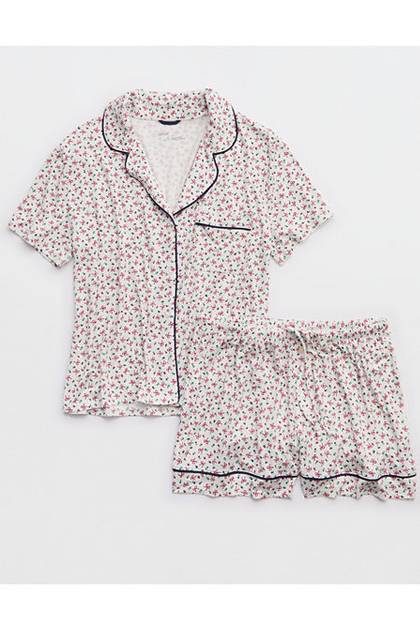 Aerie Real Soft® Piping PJ Set Soft Muslin