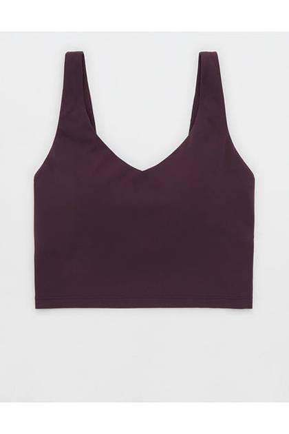 OFFLINE By Aerie Real Me Low Key Longline Sports Bra Cool Berry