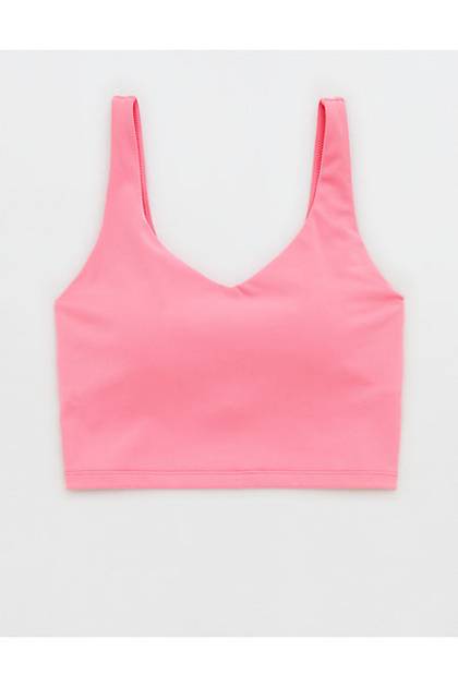 OFFLINE By Aerie Real Me Low Key Longline Sports Bra Playful Pink