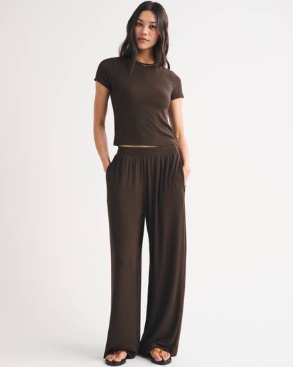 Lounge Ribbed Wide Leg Sweatpant