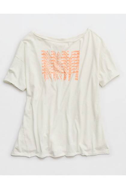 Aerie Off The Shoulder Oversized Boyfriend T-Shirt Natural White