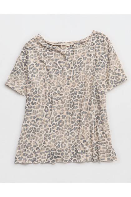 Aerie Off The Shoulder Oversized Boyfriend T-Shirt Dusk