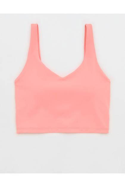 OFFLINE By Aerie Real Me Low Key Longline Sports Bra Wild Peach