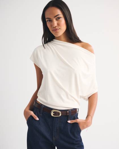 Asymmetrical Draped Cowl Neck Top