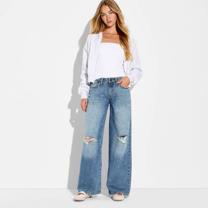 Women's Low-Rise Baggy Jeans - Wild Fable™ Dark Wash 10