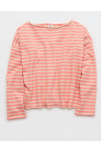 Aerie Sunday Soft Boatneck Sweater Wild Peach