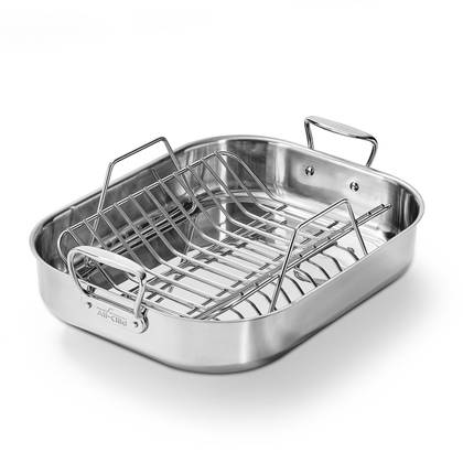 All-Clad Stainless Steel Roaster with Stainless Steel Rack, 15"x19.5"