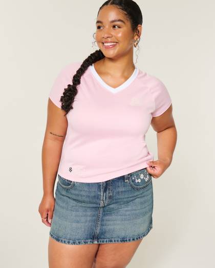 Hollister + Kappa Low-Rise Denim Mini Skort