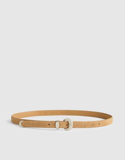 Domed-Buckle Belt in Suede