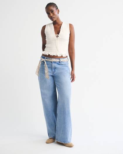 Curve Love Low Rise Ultra Loose Removable Scarf Belted Jean