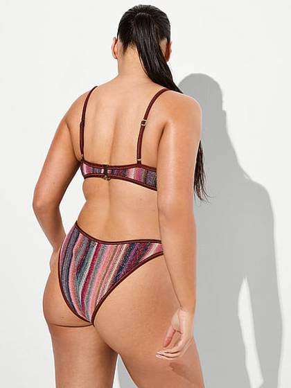 Shimmer Stripe Knit Brazilian Bikini Bottom