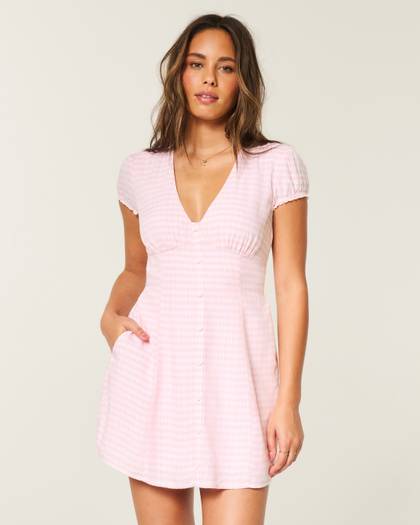 Button Front Mini Dress