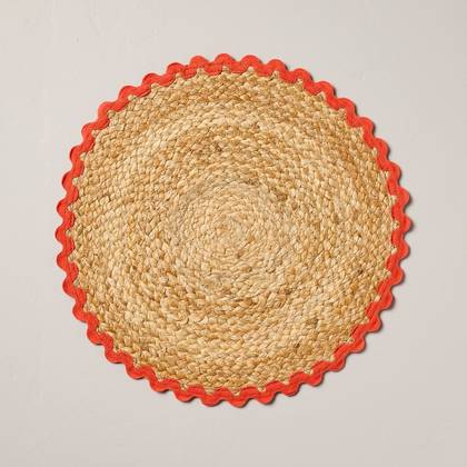 Round Woven Charger Rickrack Trim Poppy - Hearth & Hand™ with Magnolia