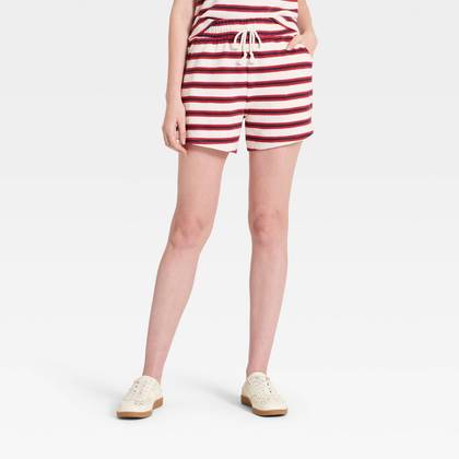 Women's Mid-Rise Knit Pull-On Shorts - Universal Thread™ Blue Striped M