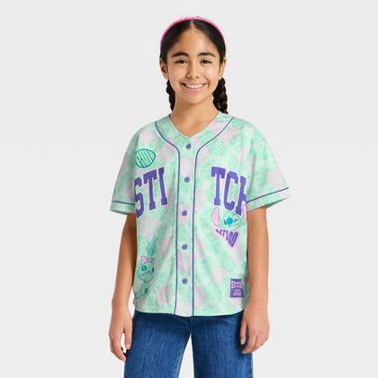 Girls' Disney Lilo & Stitch Softball Jersey - Green S