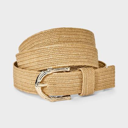 Straw Bamboo Buckle Belt - A New Day™ Beige XS