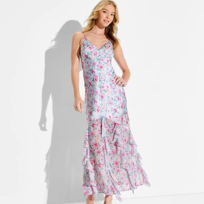 Women's Maxi Ruffle Hem Slip Dress - Wild Fable™ Pink Floral XL