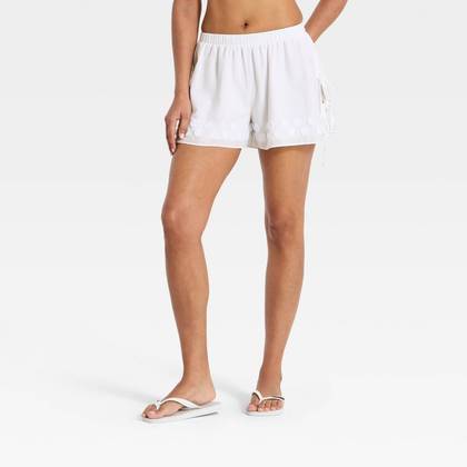 Women's Tie-Front Pull-On Shorts 3.25" - A New Day™ White XS