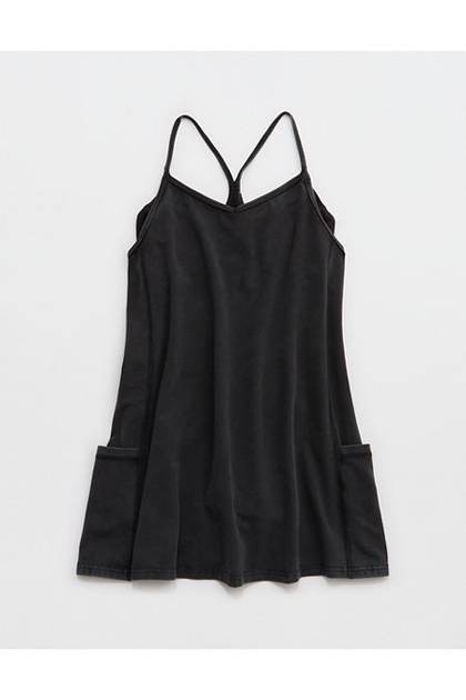 OFFLINE By Aerie OG Cotton Racerback Mini Dress Washed Black