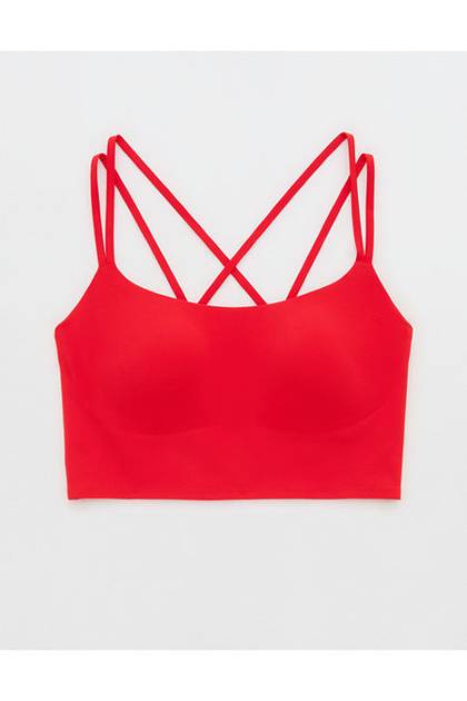 OFFLINE By Aerie Real Me XTRA Hold Up! Strappy Sports Bra Bright Red