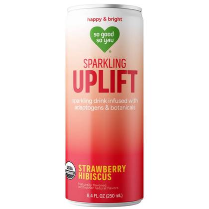 So Good So You Sparkling Uplift Strawberry Hibiscus Organic Adaptogen Drink - 8.4 fl oz