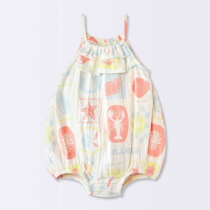 Baby Girls' Postcard Graphic Bubble Romper - Cloud Island™ Cream Newborn