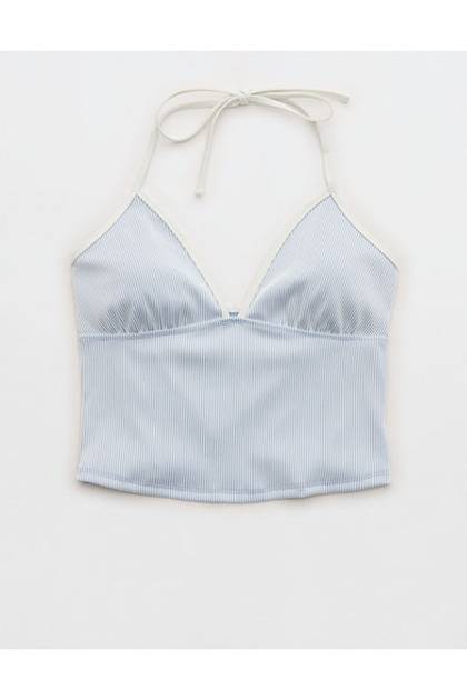 Aerie Ribbed Halter Tankini Monaco Blue