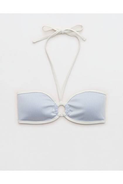 Aerie Ribbed Bandeau Bikini Top Monaco Blue