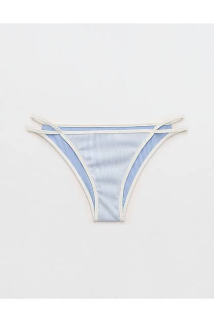 Aerie Ribbed Cheeky Bikini Bottom Monaco Blue