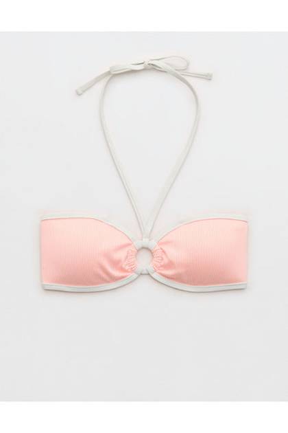Aerie Ribbed Bandeau Bikini Top Iced Apricot