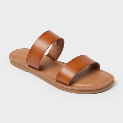 Women’s Wide Width Freya Sandals with Memory Foam Insole - Universal Thread™ Cognac 6.5W