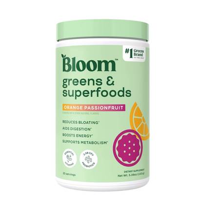 BLOOM NUTRITION Greens and Superfoods Powder - Orange Passion Fruit - 5.39oz/25 Servings
