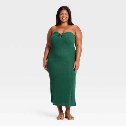 Women's Textured Knit Maxi Dress - A New Day™ Teal Green 3X