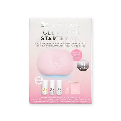 Olive & June Nail Gel Starter Kit: Electric Nail Care, USB Power Source, Includes 7 Pieces