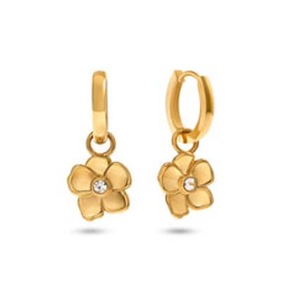 Flower Huggie Earrings (Gold)
