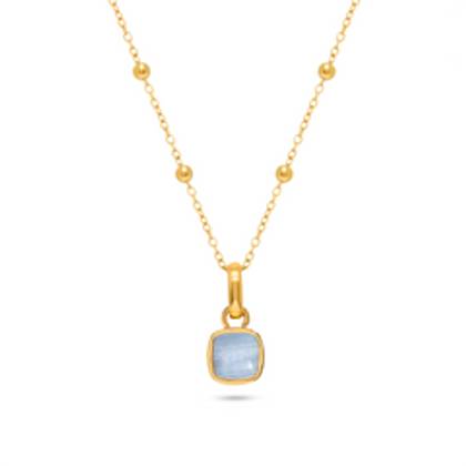 Blue Lace Agate Cushion Necklace (Gold)