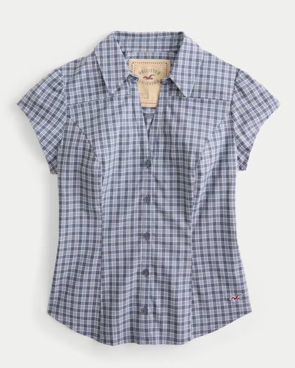 Short-Sleeve Stretch Poplin Shirt