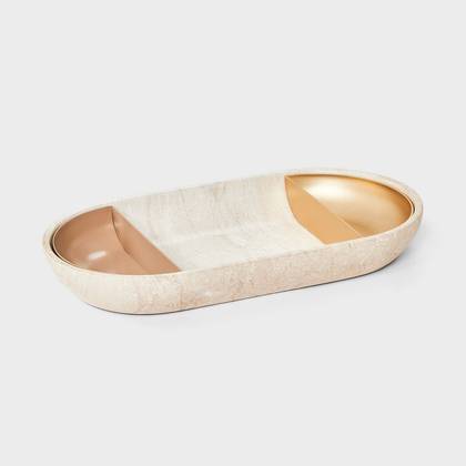 Round Nesting Jewelry Organizer Tray Set 3pc - A New Day™ Cream/Gold