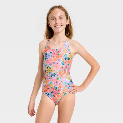 Girls' Sunny Fields Floral Printed One Piece Swimsuit - Cat & Jack™ M