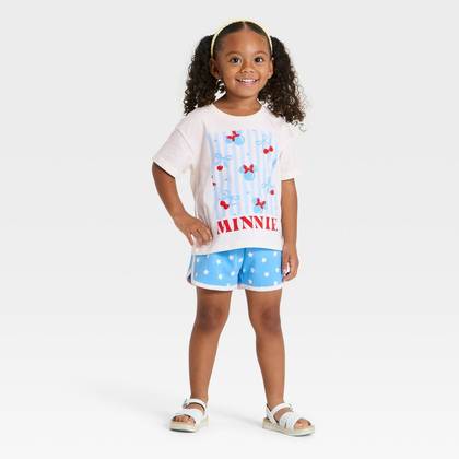 Toddler Girls' 2pc Disney Minnie Mouse 4th of July T-Shirt and Shorts Set - Blue/Red 4T