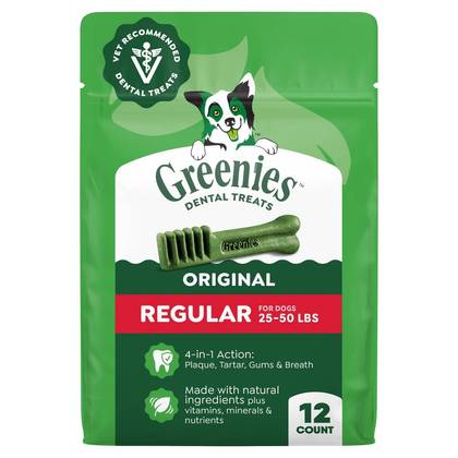 Greenies Regular Chewy Dental Dog Treats Original Chicken - 12oz