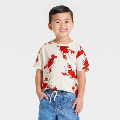 Toddler Boys' Short Sleeve Lobster Relaxed T-Shirt - Cat & Jack™ Off-White 3T